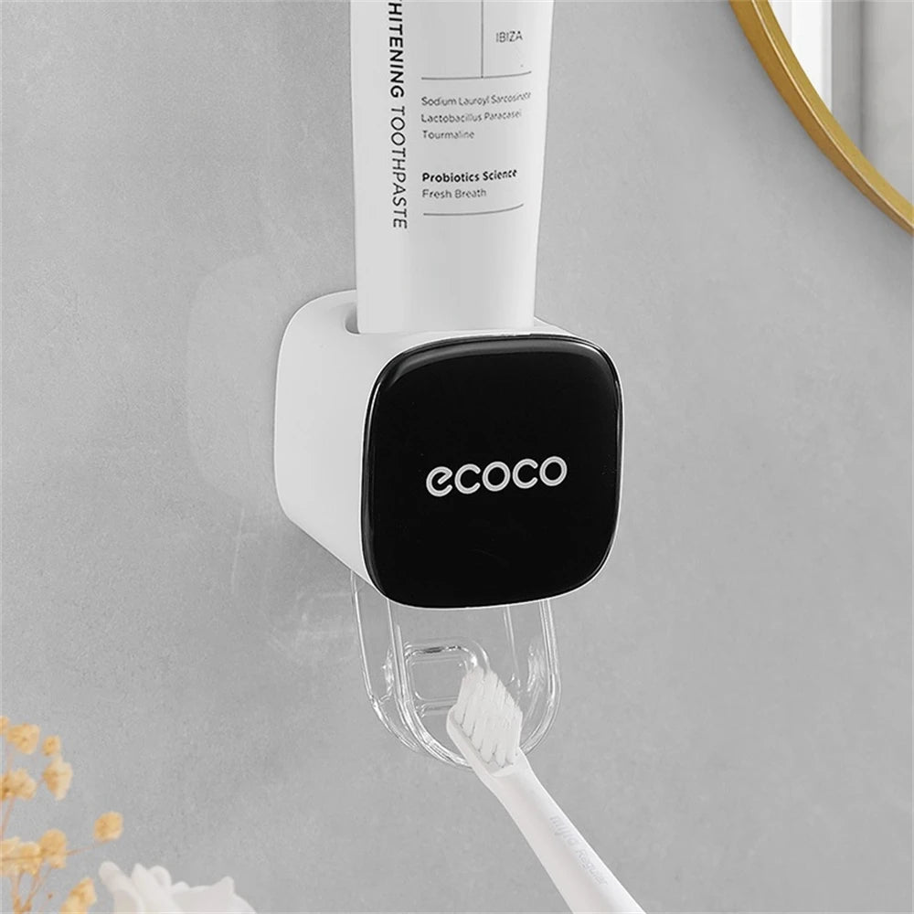 Automatic Dust-proof Toothpaste Dispenser Wall Mounted Stand Adults&Children Toothpaste Squeezer Holder Bathroom Accessories Set