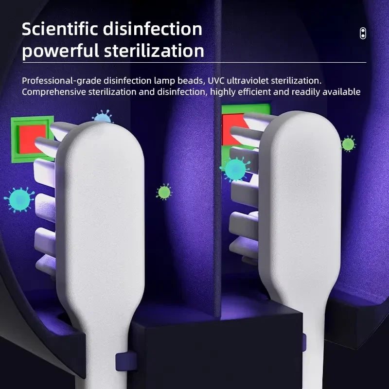 Portable Rechargeable UV Light Toothbrush Sanitizer Automatic Fan Dry Function Travel Case for Convenient Sterilization