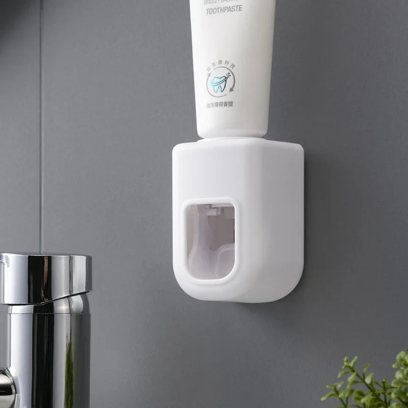 Creative Wall Mount Automatic Toothpaste Dispenser Bathroom Accessories Waterproof Lazy Toothpaste Squeezer Toothbrush Holder