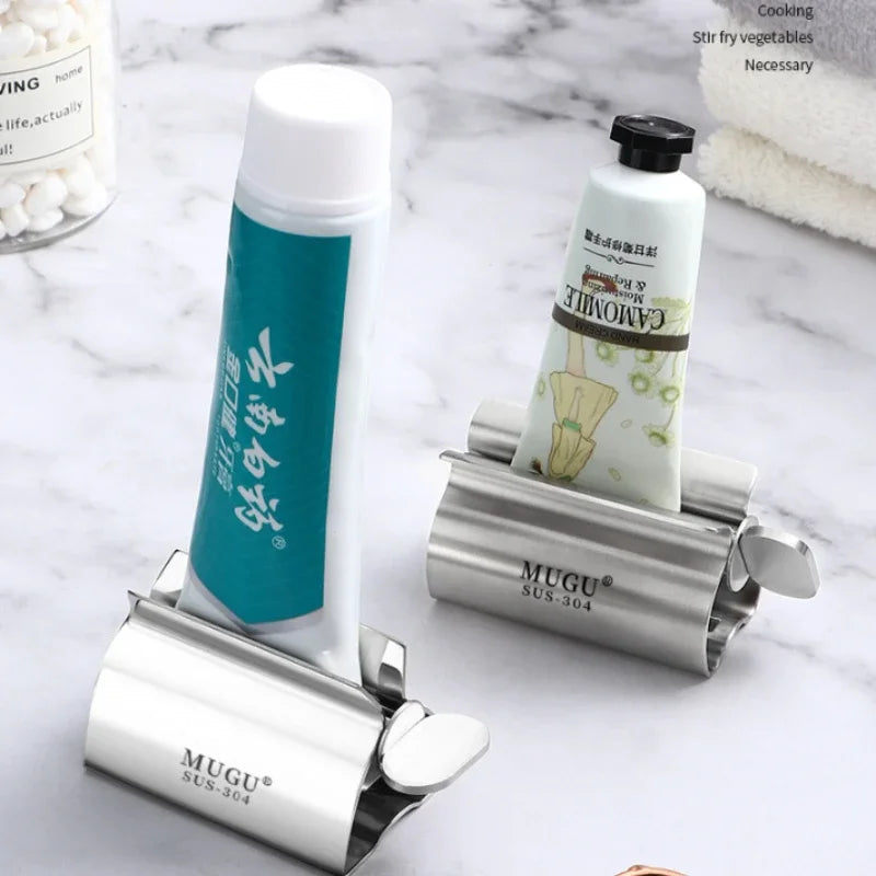 Home Toothpaste Squeezer Stainless Steel 304 Metal Toothpaste Dispenser Rotary Expressing Bathroom Accessories Home Good Product